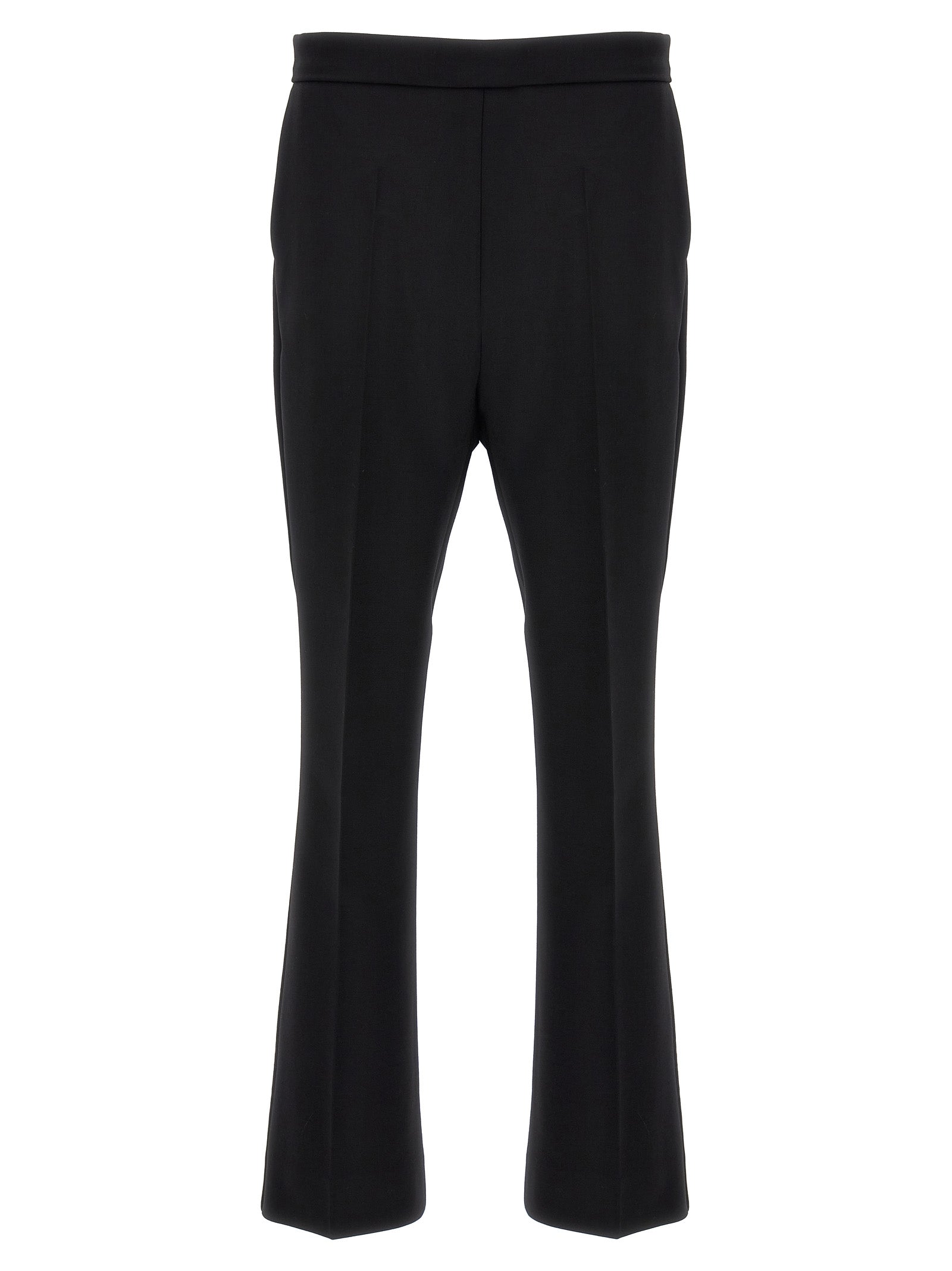 Trousers by Max Mara for women in virgin wool black features an on trend silhouette, showcasing a sophisticated cropped with a cropped and for an on trend finish.