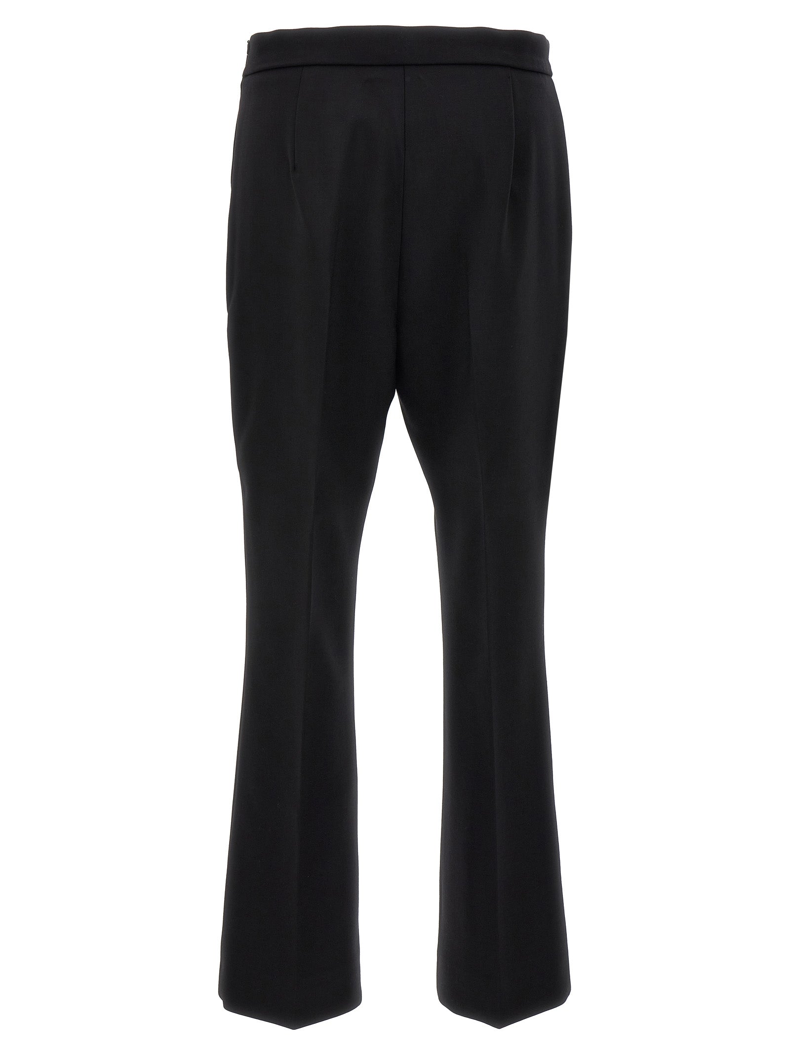 Trousers by Max Mara for women in virgin wool black features a tailored silhouette with a tailored cropped, defined by its cropped and a sophisticated .