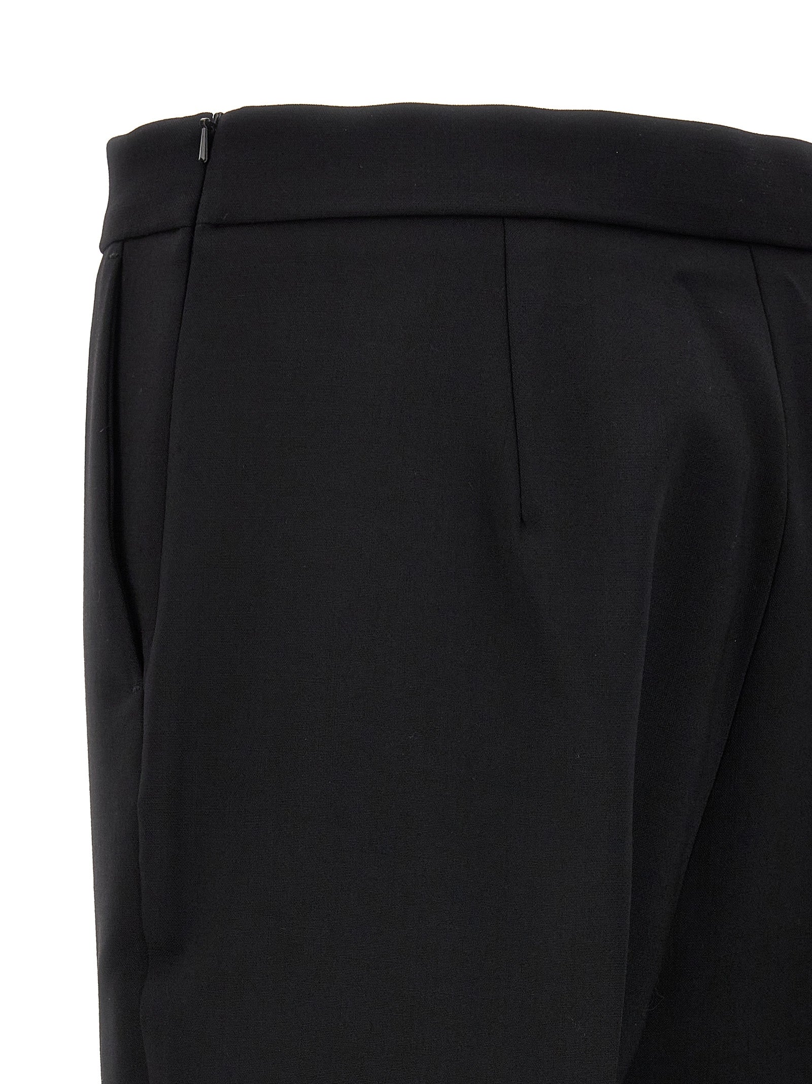 Trousers by Max Mara for women in virgin wool black features a sculptural silhouette, showcasing a sculptural cropped and cropped with a sophisticated for a sculptural finish.