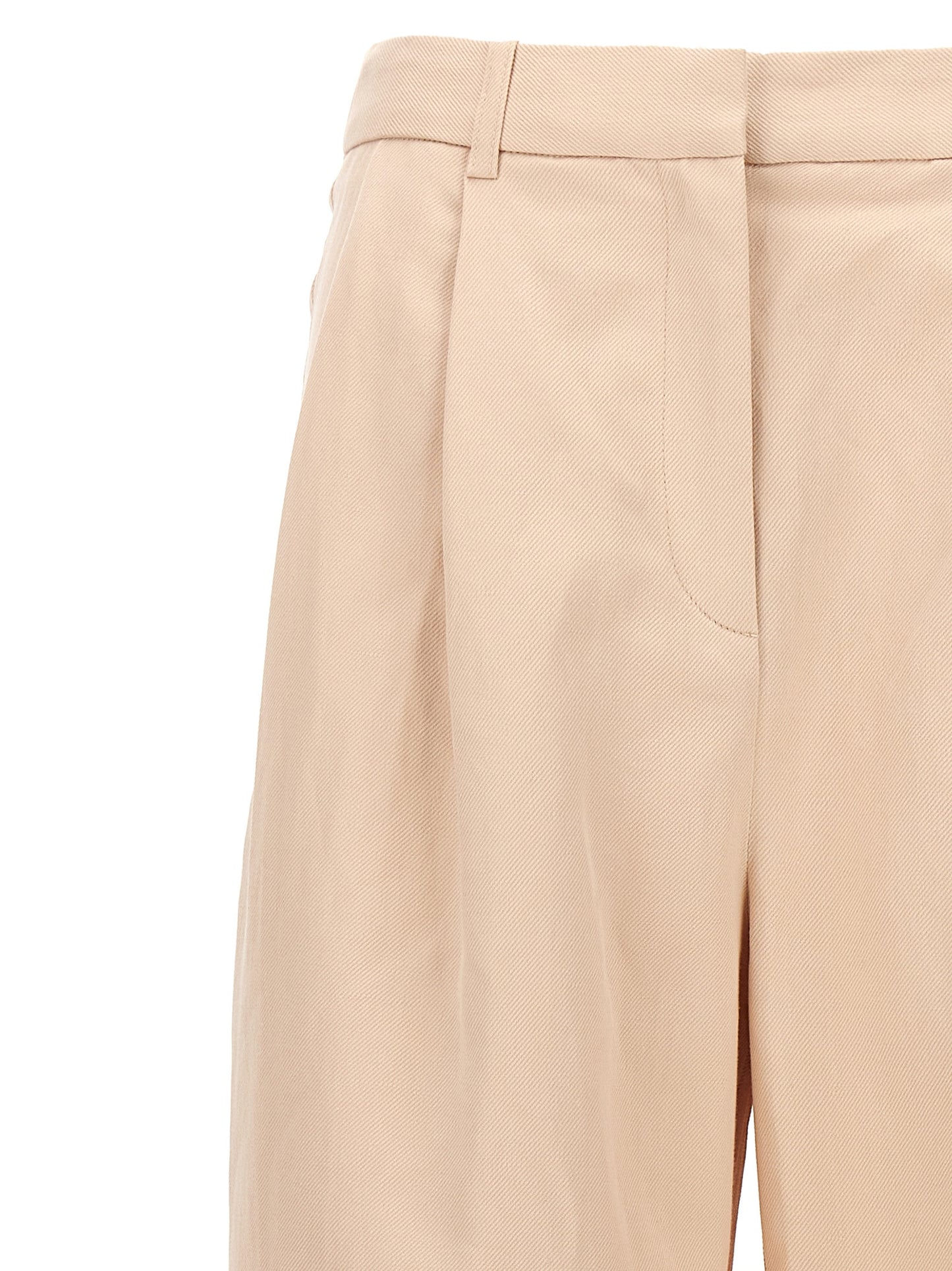 Trousers by Loulou De Saison for women in linen & cotton multicolor & pink presents a perennial silhouette, meticulously tailored with a wide cut, long finish, and an elegant .