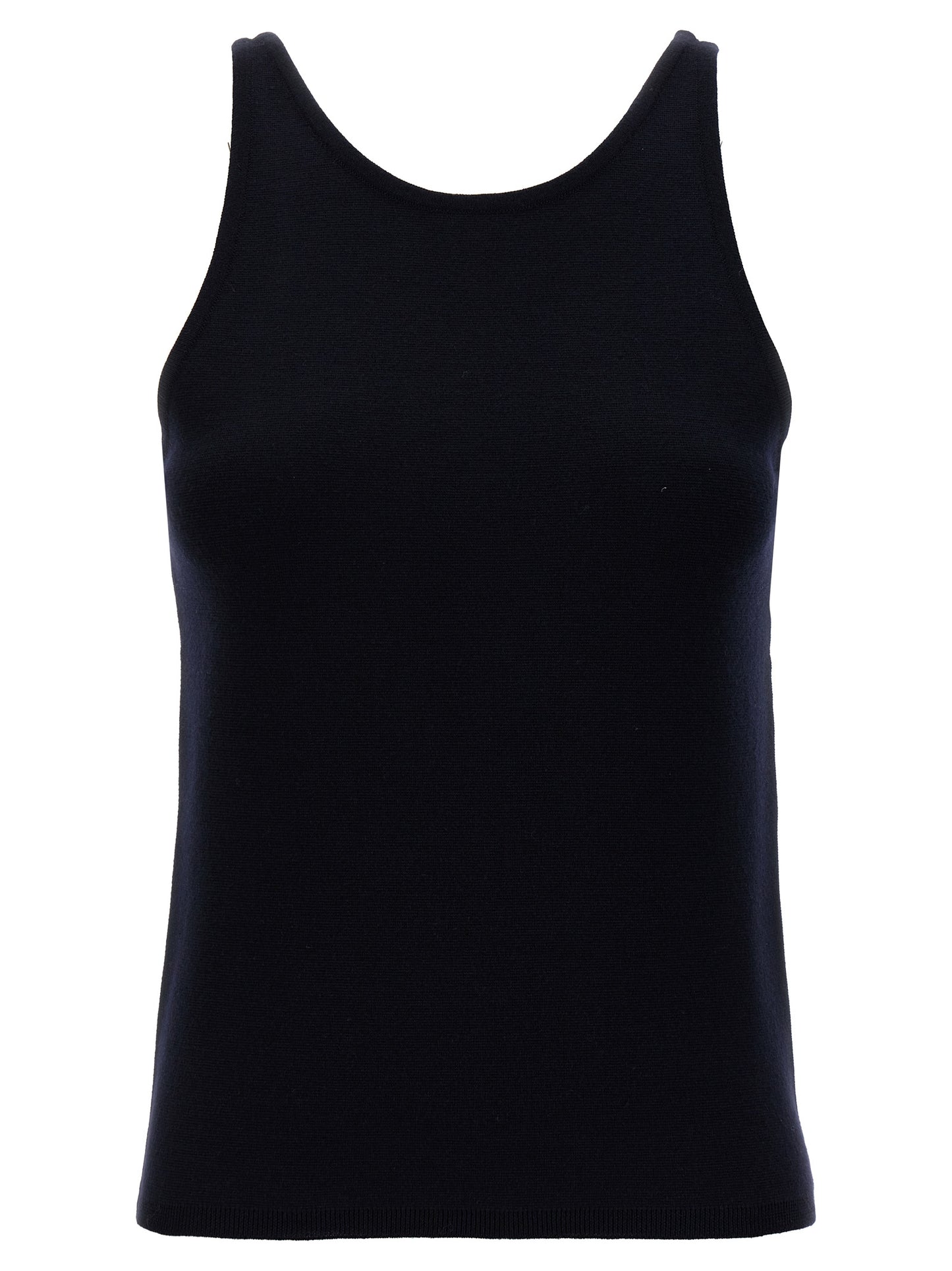 Tank Top by Max Mara for women in virgin wool & polyamide blue showcases a sumptuous silhouette, artfully detailed with a sumptuous crew neckline and sleeveless for a truly sumptuous finish.