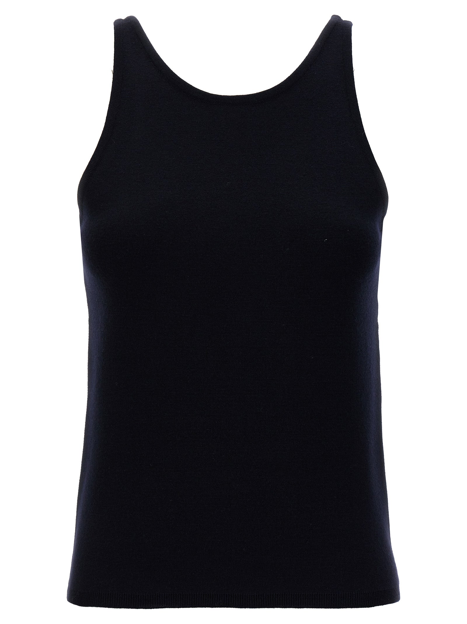 Tank Top by Max Mara for women in virgin wool & polyamide blue showcases a sumptuous silhouette, artfully detailed with a sumptuous crew neckline and sleeveless for a truly sumptuous finish.