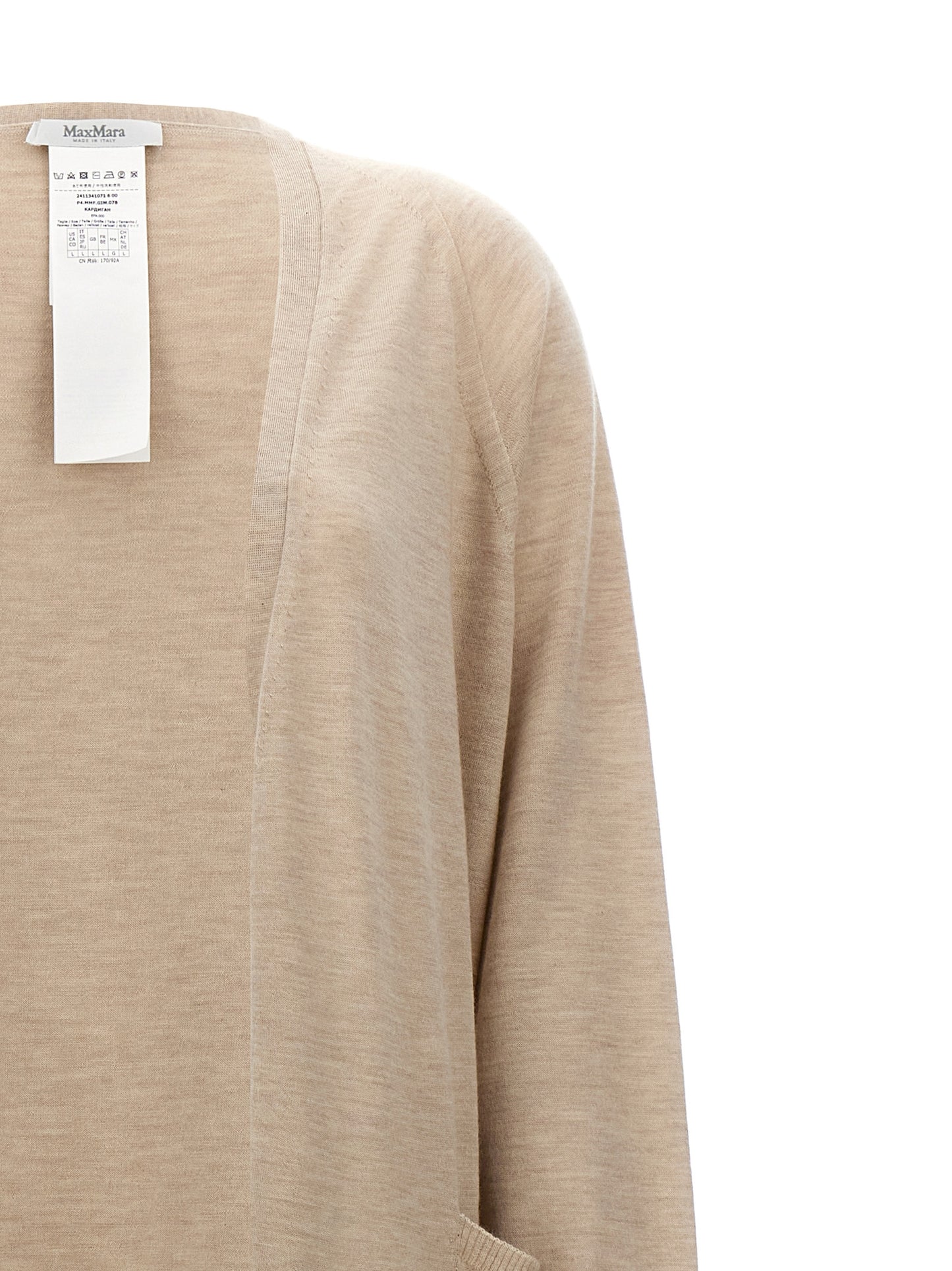 Cardigan by Max Mara for women in cashmere beige features an crisp silhouette, showcasing a sophisticated and detail for a truly crisp finish.