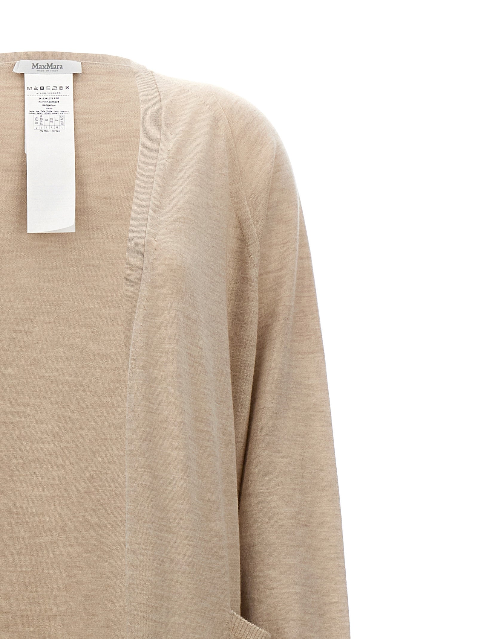Cardigan by Max Mara for women in cashmere beige features an crisp silhouette, showcasing a sophisticated and detail for a truly crisp finish.