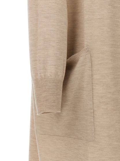 Cardigan by Max Mara for women in cashmere beige presents a textural silhouette, artfully finished with a textural and for a sophisticated, textural look.