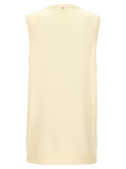 Vest by Sportmax for women in cashmere bicolour & yellow features a chic silhouette, expertly detailed with a refined v-neck neckline and premium for a truly chic look.