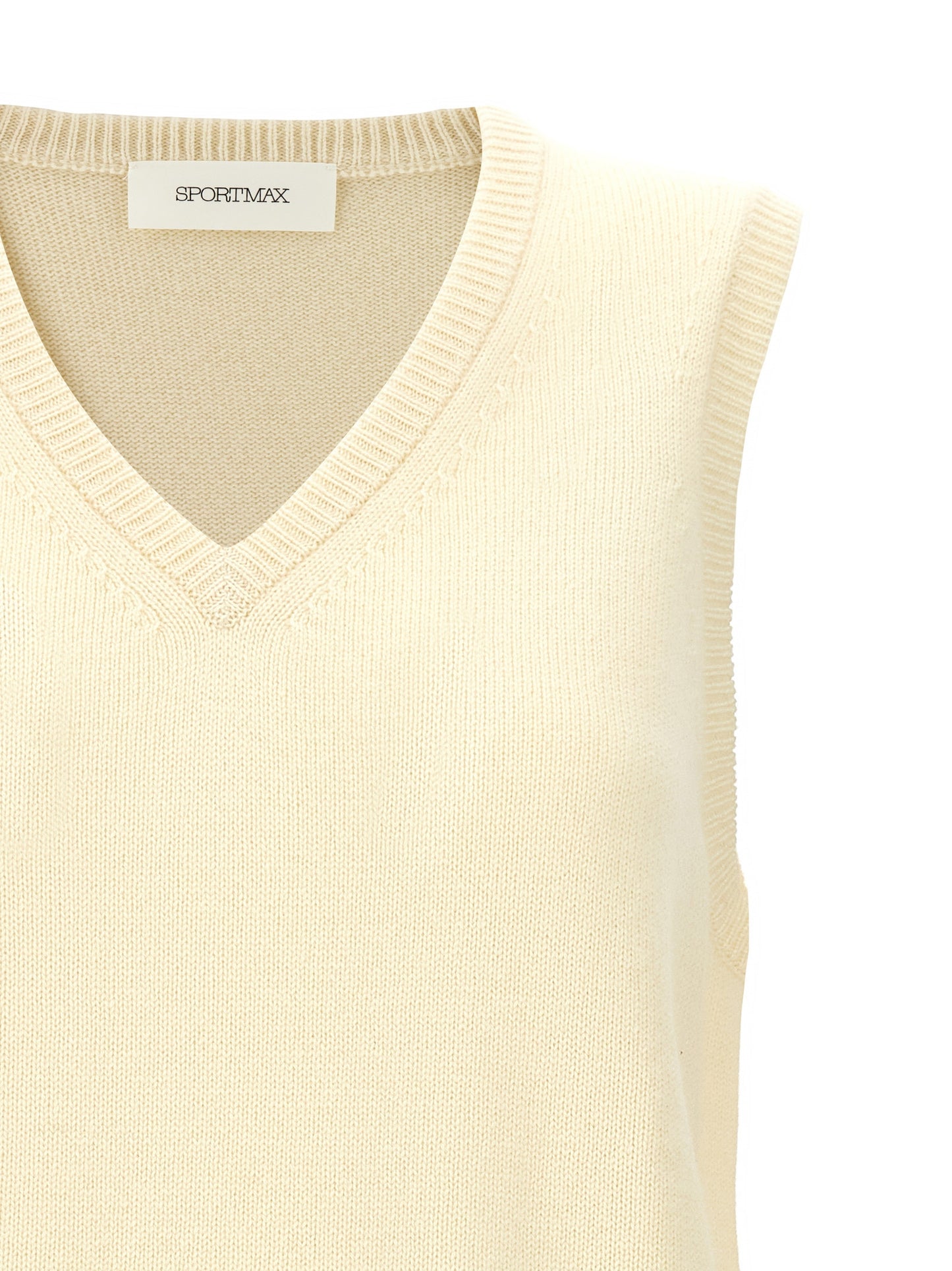 Vest by Sportmax for women in cashmere bicolour & yellow features an contemporary silhouette, showcasing refined and a contemporary v-neck neckline for a sophisticated layered look.