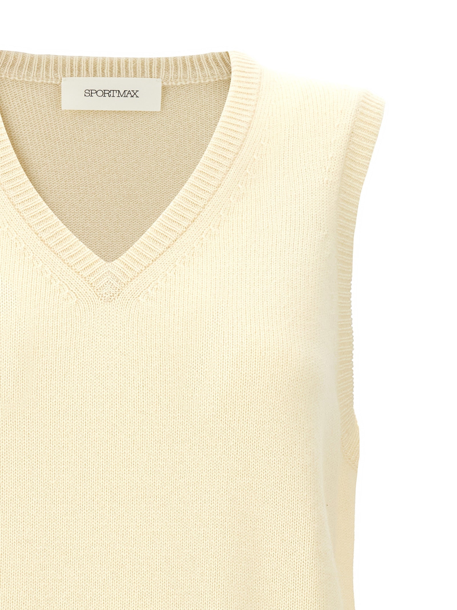 Vest by Sportmax for women in cashmere bicolour & yellow features an contemporary silhouette, showcasing refined and a contemporary v-neck neckline for a sophisticated layered look.