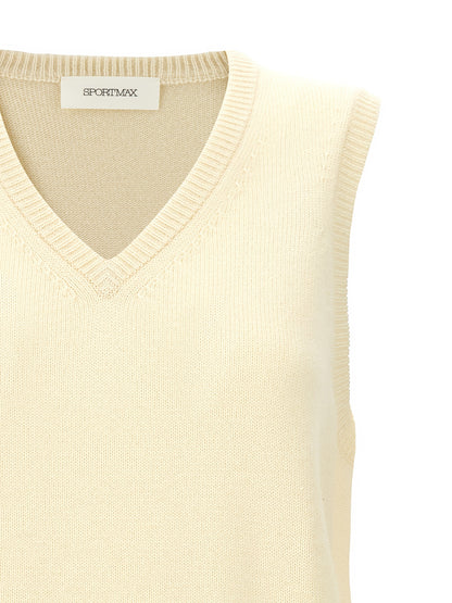 Vest by Sportmax for women in cashmere bicolour & yellow features an contemporary silhouette, showcasing refined and a contemporary v-neck neckline for a sophisticated layered look.