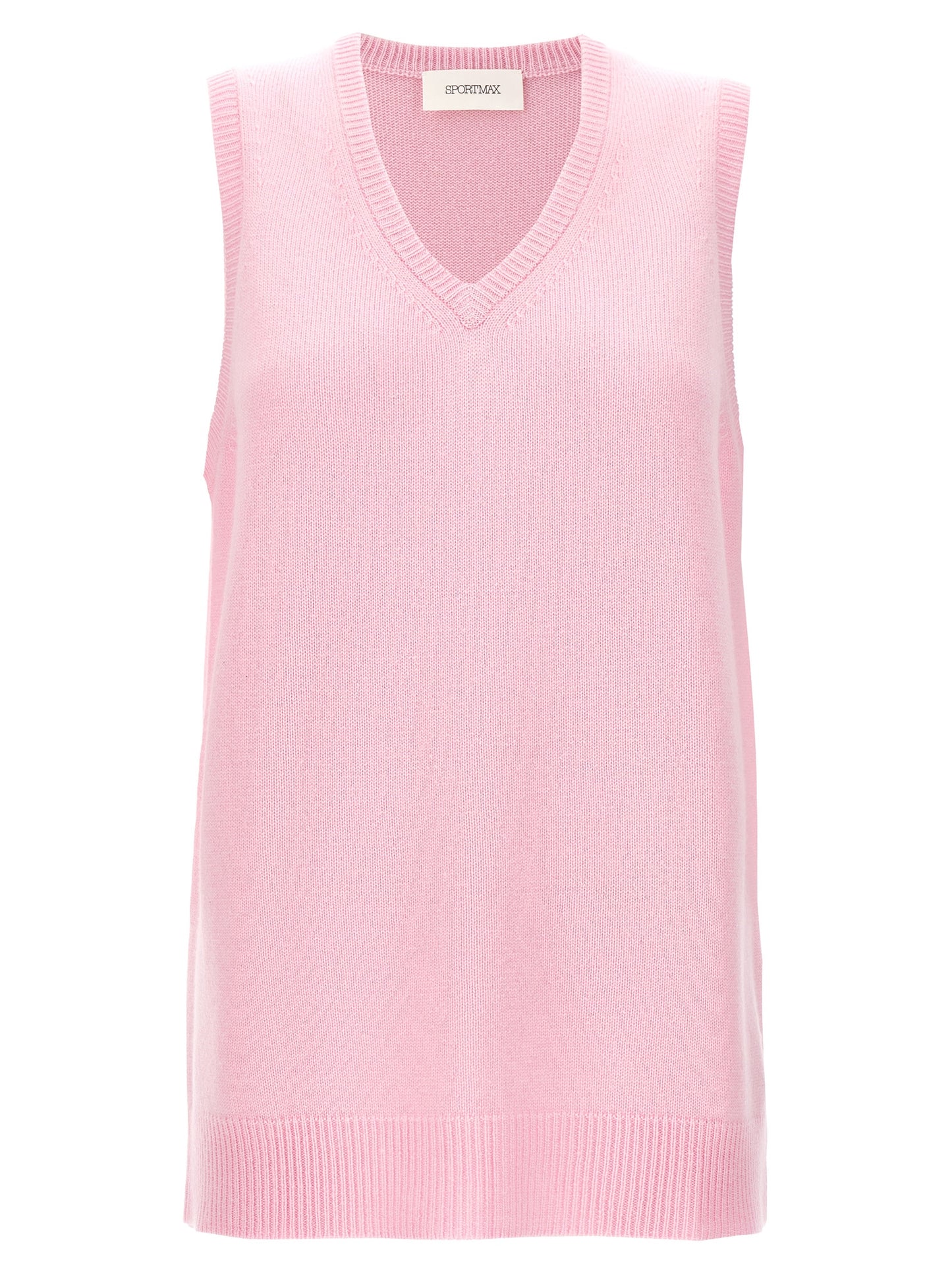 Vest by Sportmax for women in cashmere multicolor & pink features a stylish silhouette, showcasing distinct and a refined v-neck neckline for a truly stylish finish.