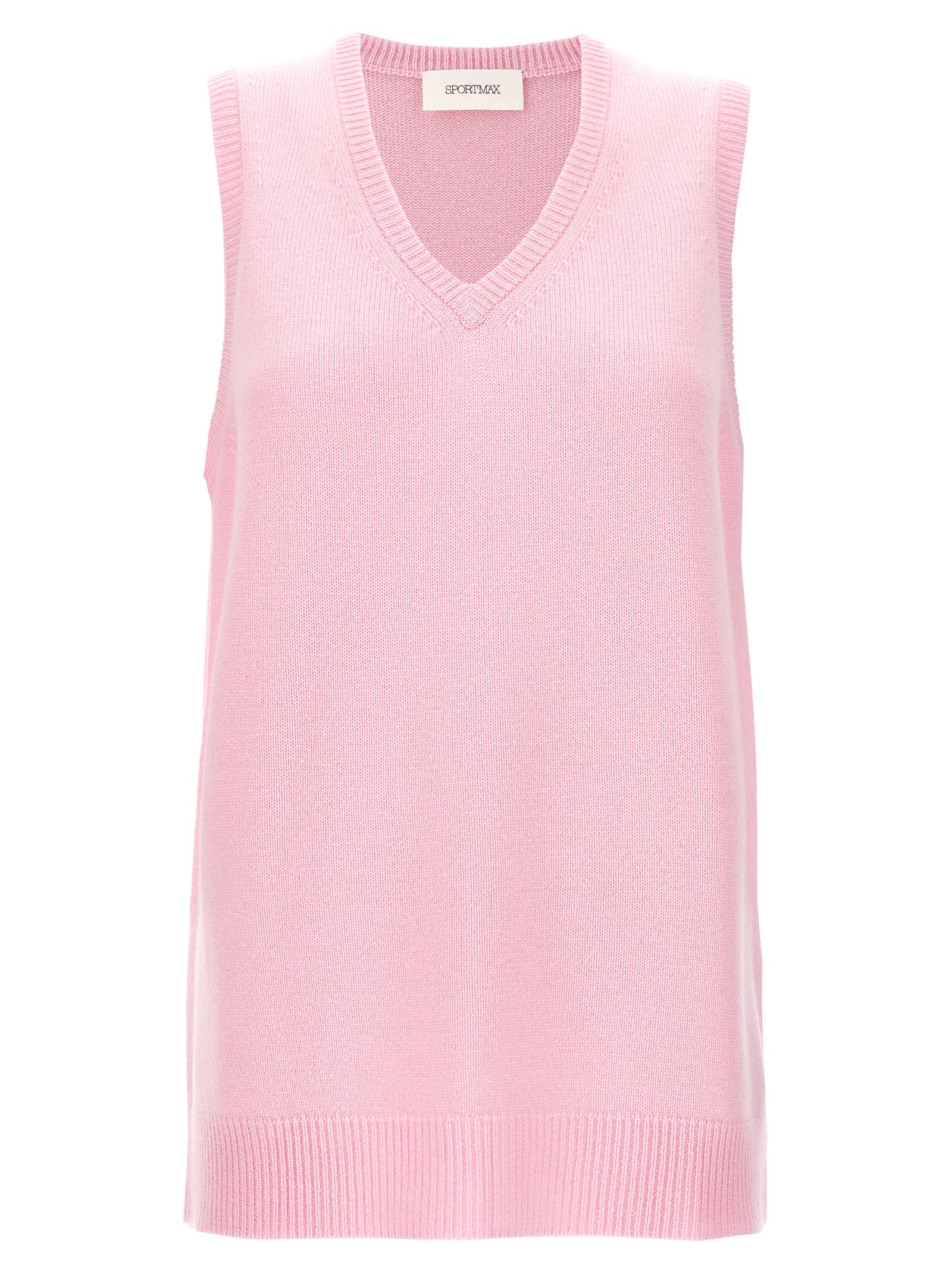 Vest by Sportmax for women in cashmere multicolor & pink features a stylish silhouette, showcasing distinct and a refined v-neck neckline for a truly stylish finish.