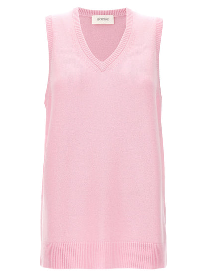 Vest by Sportmax for women in cashmere multicolor & pink features a stylish silhouette, showcasing distinct and a refined v-neck neckline for a truly stylish finish.