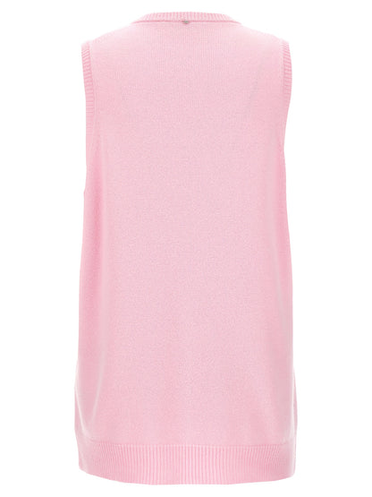 Vest by Sportmax for women in cashmere multicolor & pink features a enviable silhouette, elegantly detailed with a enviable v-neck neckline and functional for a enviable finish.