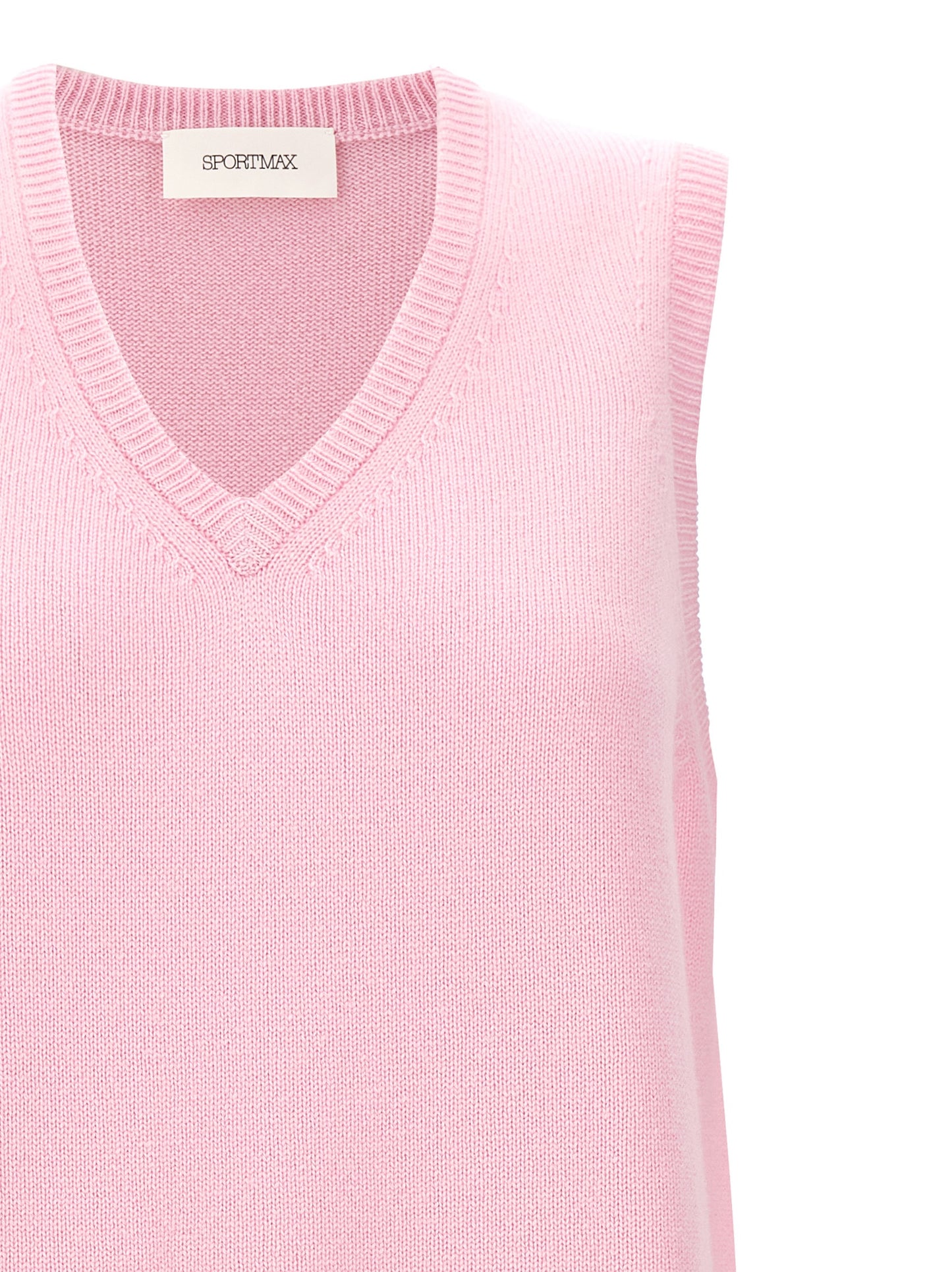 Vest by Sportmax for women in cashmere multicolor & pink features an contemporary silhouette, showcasing refined and a contemporary v-neck neckline for a sophisticated layered look.