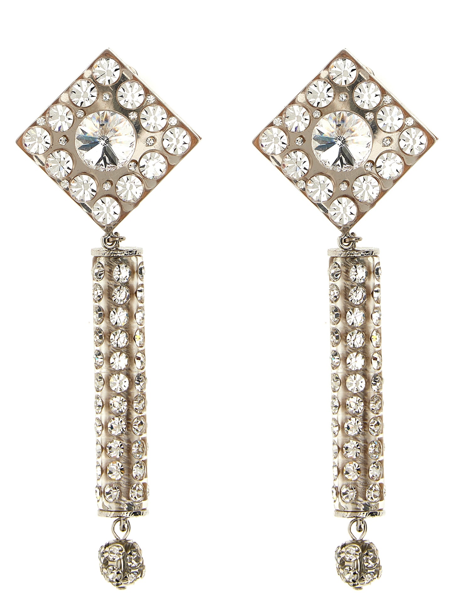 Earrings by Alessandra Rich for women in cotton & acetate silver showcases a artisanal silhouette, artfully capturing the essence of Women's Silver Rhinestones & Plastic Earrings with its exquisite .