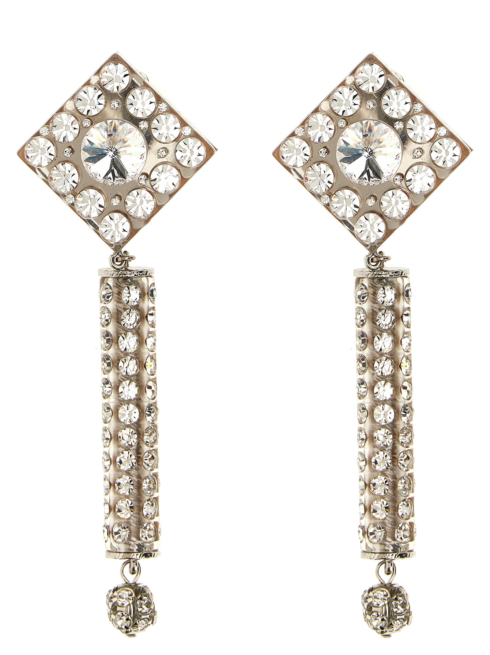 Earrings by Alessandra Rich for women in cotton & acetate silver showcases a artisanal silhouette, artfully capturing the essence of Women's Silver Rhinestones & Plastic Earrings with its exquisite .
