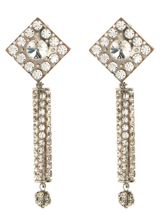 Earrings by Alessandra Rich for women in cotton & acetate silver showcases a artisanal silhouette, artfully capturing the essence of Women's Silver Rhinestones & Plastic Earrings with its exquisite .