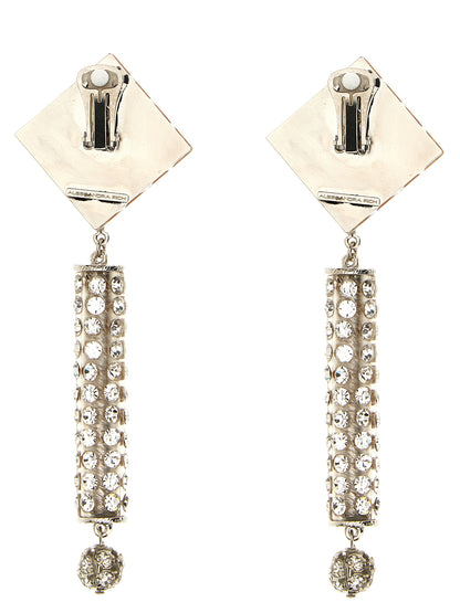 Earrings by Alessandra Rich for women in cotton & acetate silver presents a exquisite silhouette, showcasing a exquisite from the Women's Silver Rhinestones & Plastic Earrings collection for a truly exquisite finish.