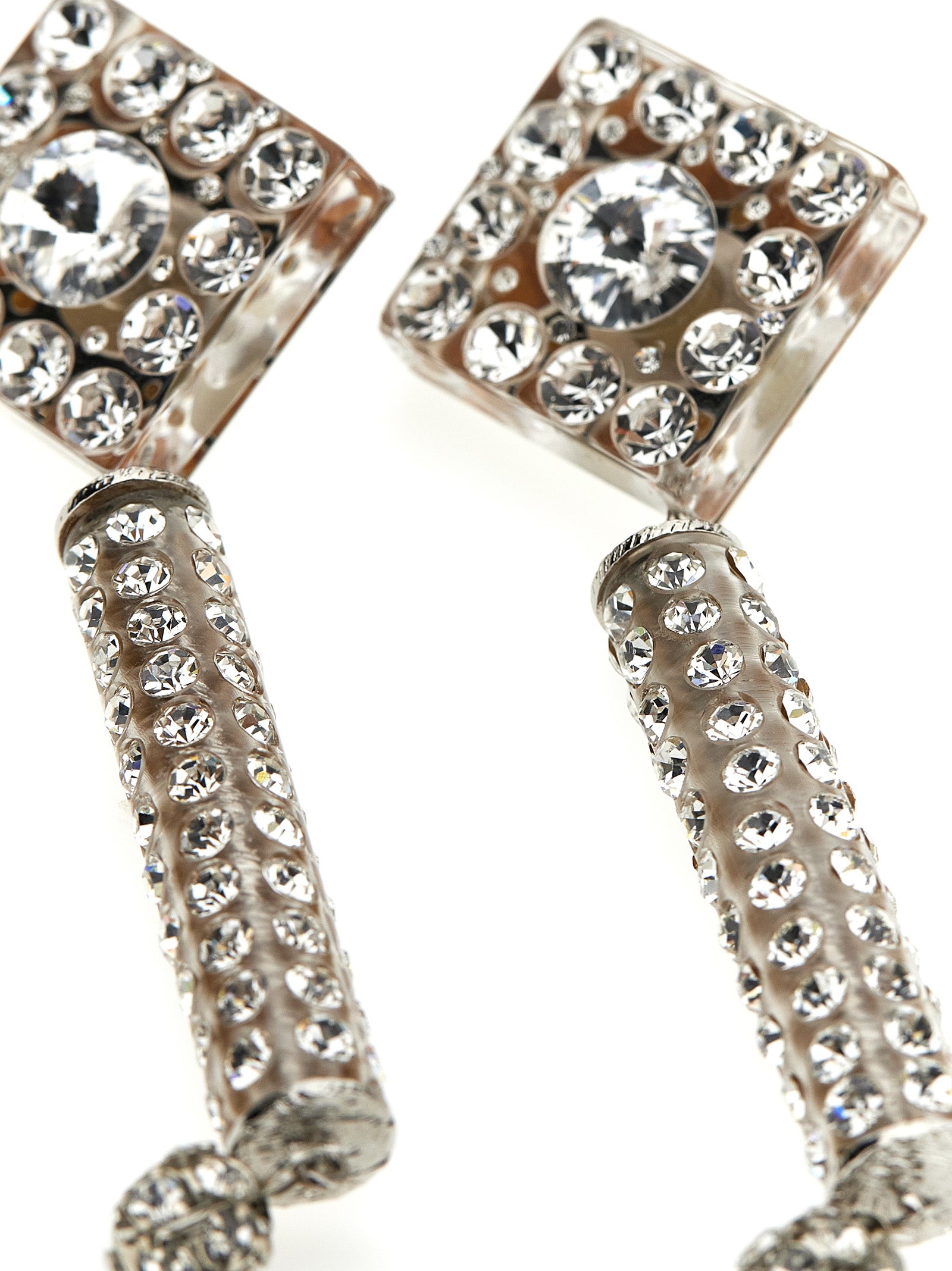 Earrings by Alessandra Rich for women in cotton & acetate silver showcases a artisanal silhouette, artfully capturing the essence of Women's Silver Rhinestones & Plastic Earrings with its exquisite .