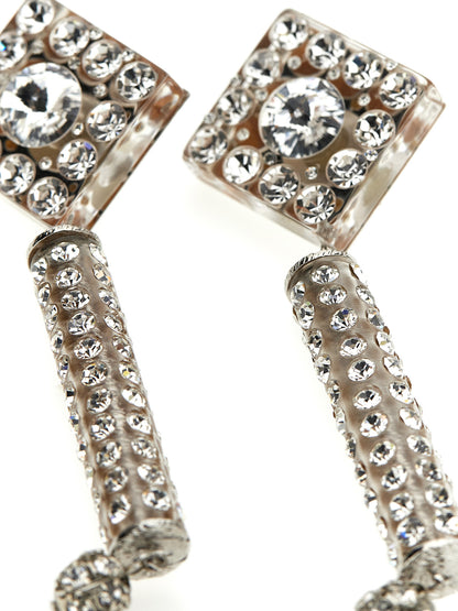 Earrings by Alessandra Rich for women in cotton & acetate silver showcases a artisanal silhouette, artfully capturing the essence of Women's Silver Rhinestones & Plastic Earrings with its exquisite .