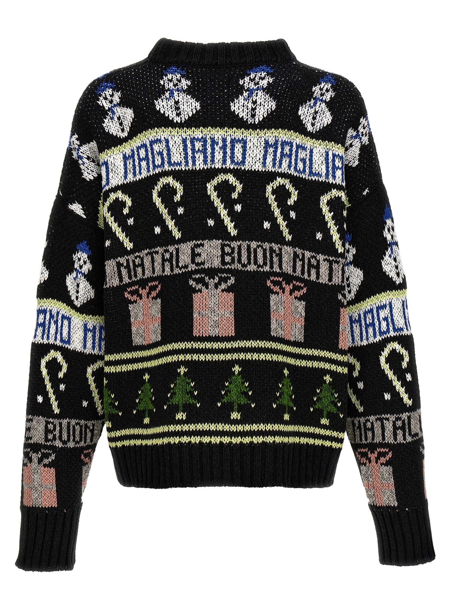 Cardigan by Magliano for men in cotton & acetate black showcases a captivating silhouette, artfully detailed with a captivating and crew neckline for a truly sophisticated captivating look.