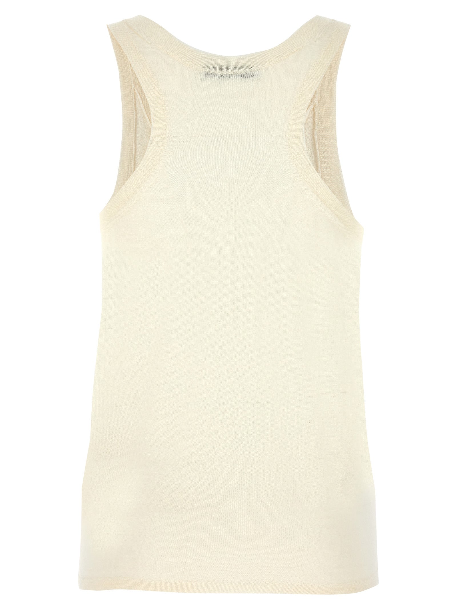 Tank Top by Max Mara for women in cashmere white showcases a meticulous silhouette, artfully finished with a meticulous round neckline and for a sophisticated, meticulous look.