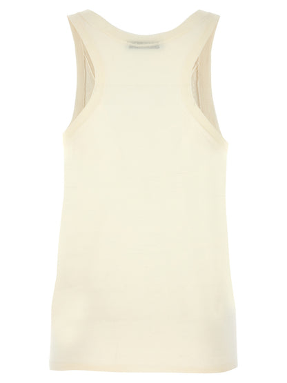 Tank Top by Max Mara for women in cashmere white showcases a meticulous silhouette, artfully finished with a meticulous round neckline and for a sophisticated, meticulous look.
