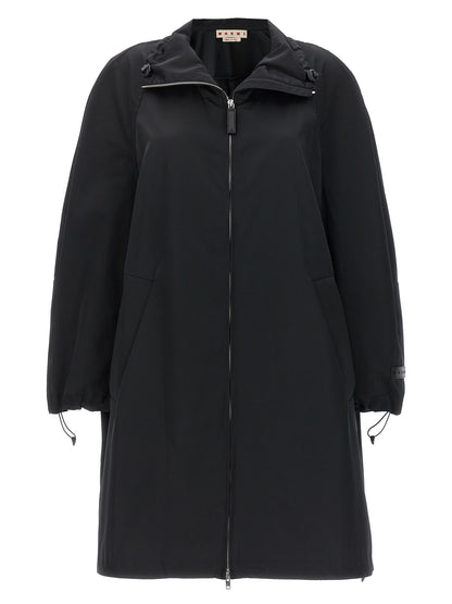 Hooded Parka by Marni for women in cotton polyester satin black presents a decadent silhouette, showcasing the decadent hooded neckline and functional hooded for a premium, weather-ready look.