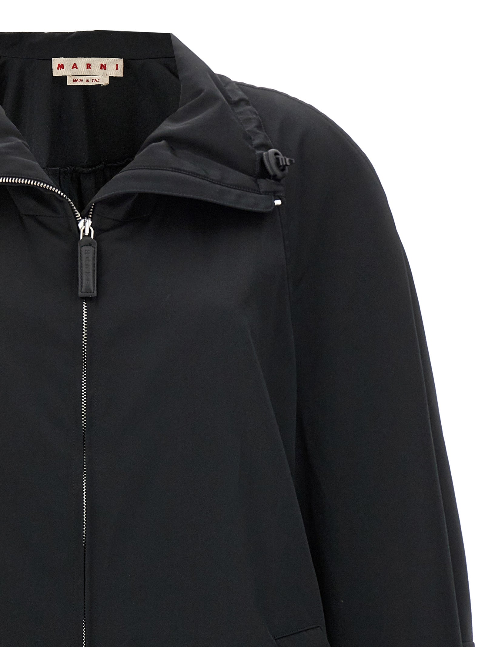 Hooded Parka by Marni for women in cotton polyester satin black presents a decadent silhouette, showcasing the decadent hooded neckline and functional hooded for a premium, weather-ready look.