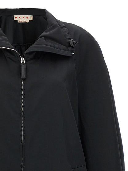 Hooded Parka by Marni for women in cotton polyester satin black presents a decadent silhouette, showcasing the decadent hooded neckline and functional hooded for a premium, weather-ready look.