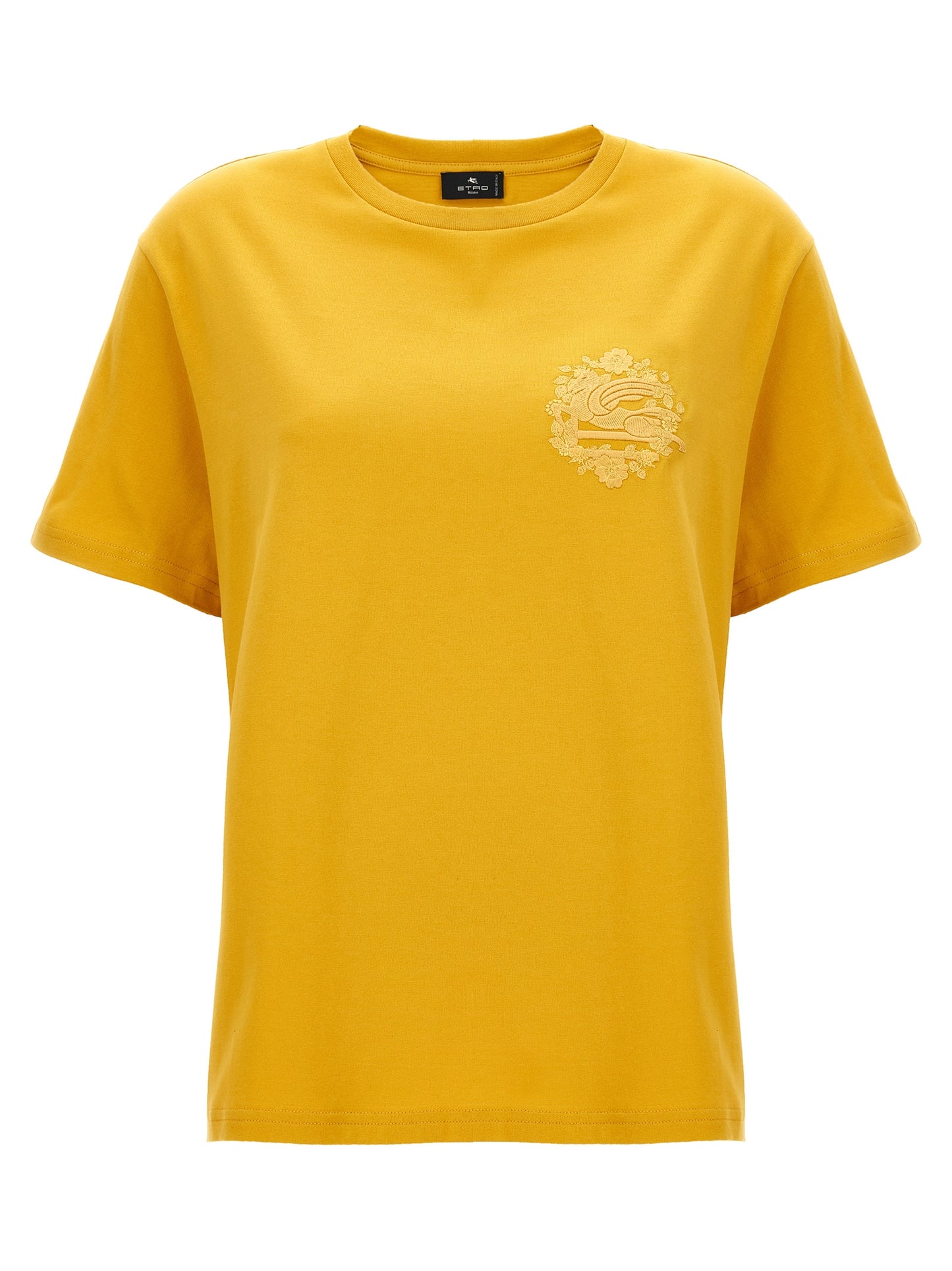 T-Shirt by Etro for women in cotton bicolour & yellow showcases a chic silhouette, artfully detailed with a chic and for a chic finish.