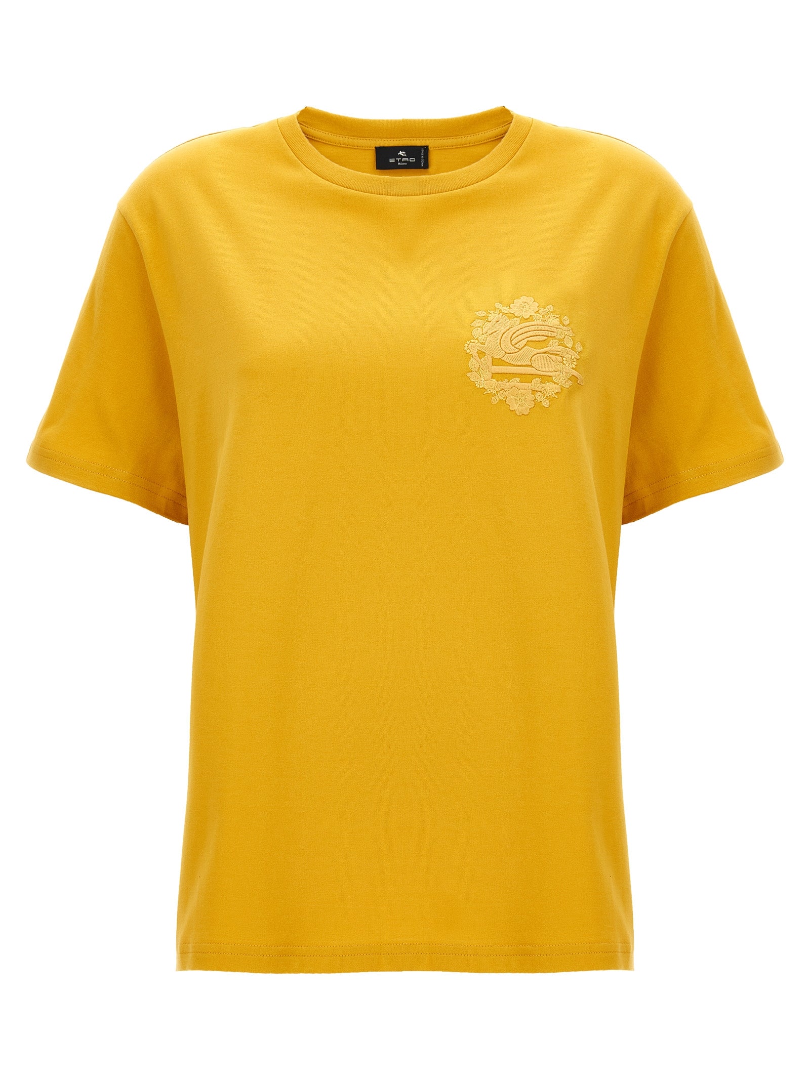 T-Shirt by Etro for women in cotton bicolour & yellow showcases a chic silhouette, artfully detailed with a chic and for a chic finish.