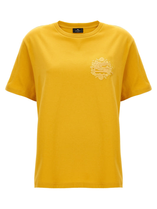 T-Shirt by Etro for women in cotton bicolour & yellow showcases a chic silhouette, artfully detailed with a chic and for a chic finish.
