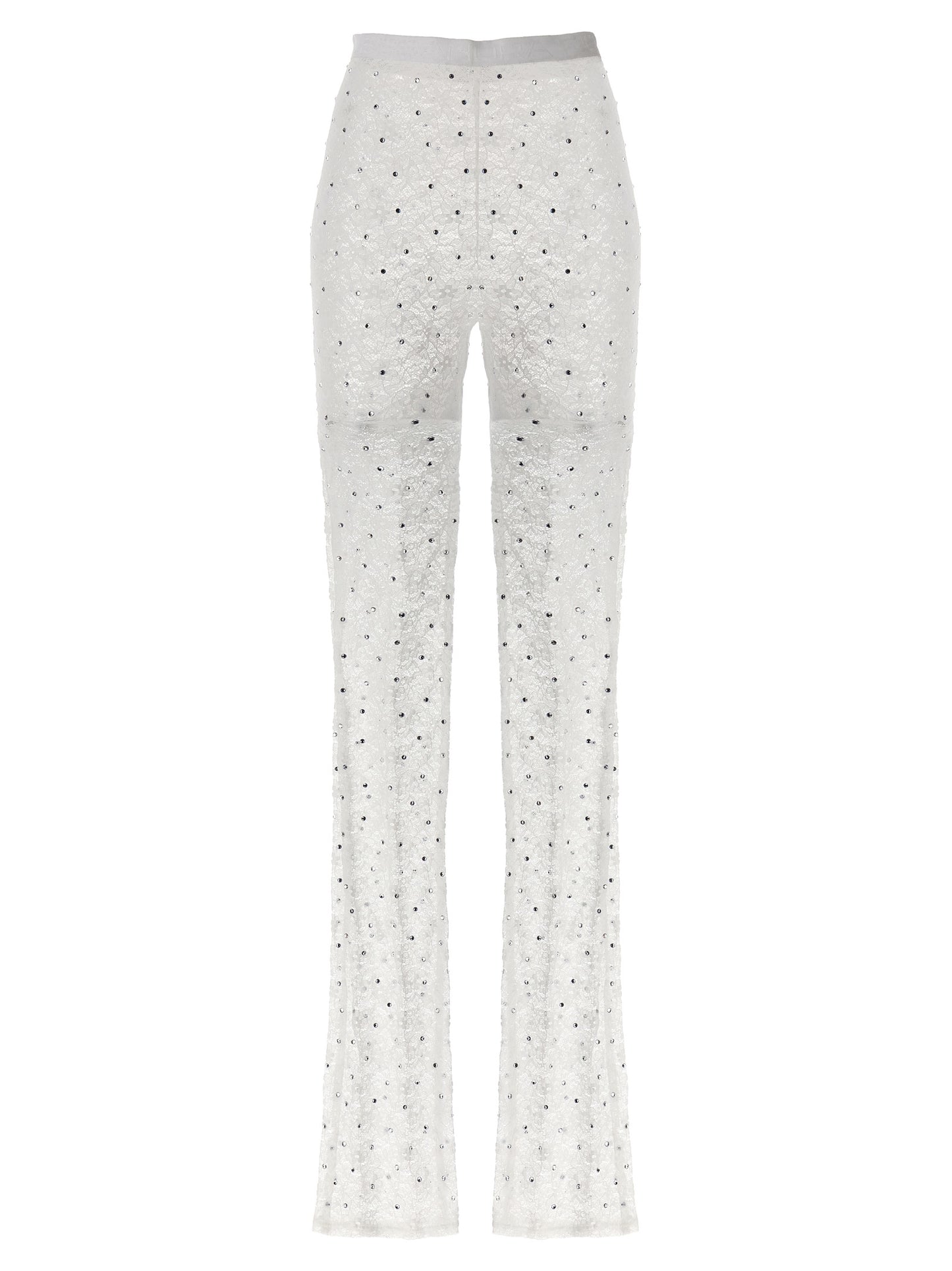 Activewear Leggings by Alessandra Rich for women in stretch polyamide & rhinestones white features an dynamic leggings with long and , showcasing functional .