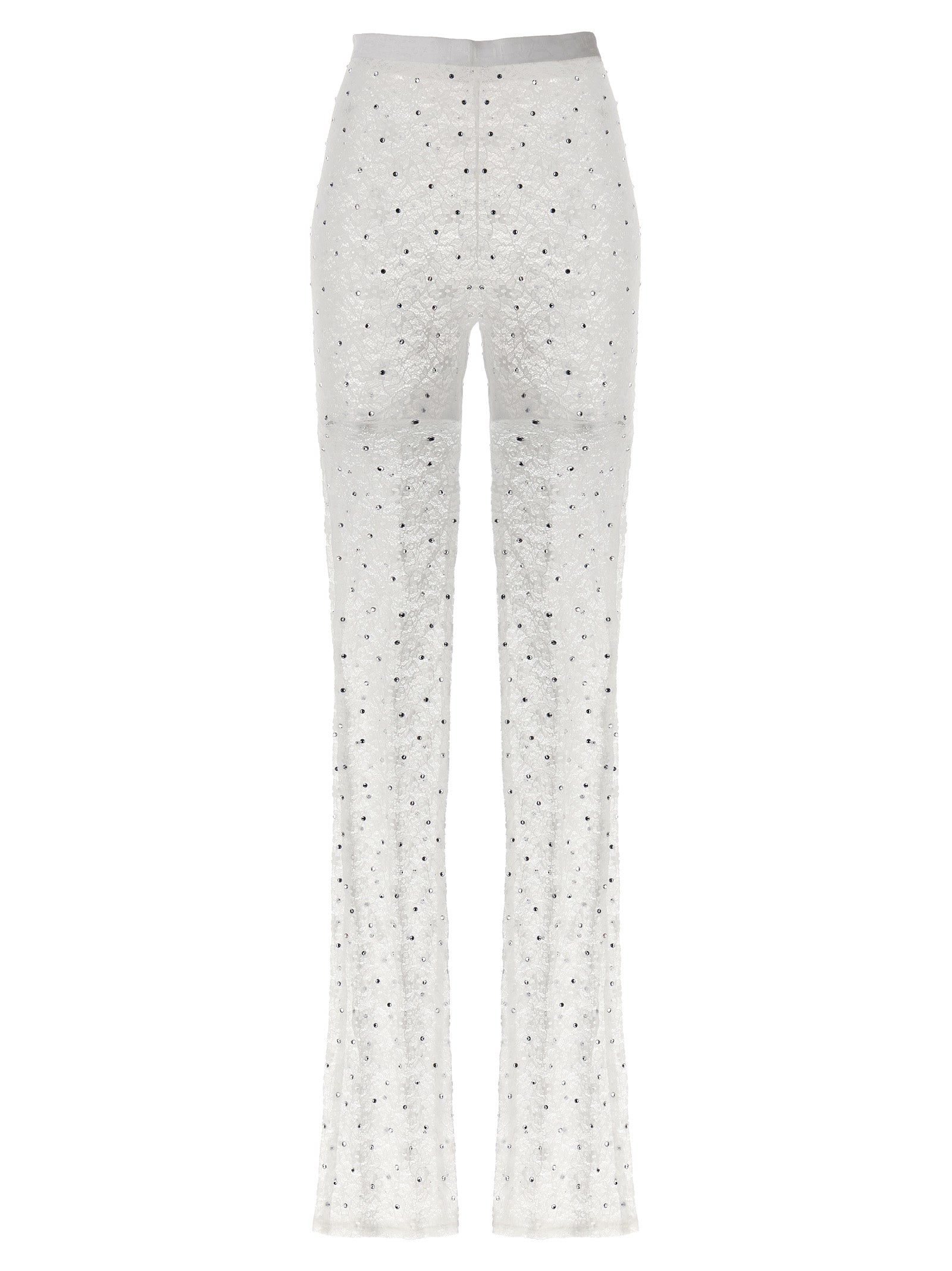 Activewear Leggings by Alessandra Rich for women in stretch polyamide & rhinestones white features an dynamic leggings with long and , showcasing functional .