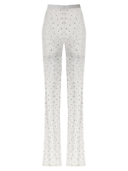 Activewear Leggings by Alessandra Rich for women in stretch polyamide & rhinestones white features an dynamic leggings with long and , showcasing functional .