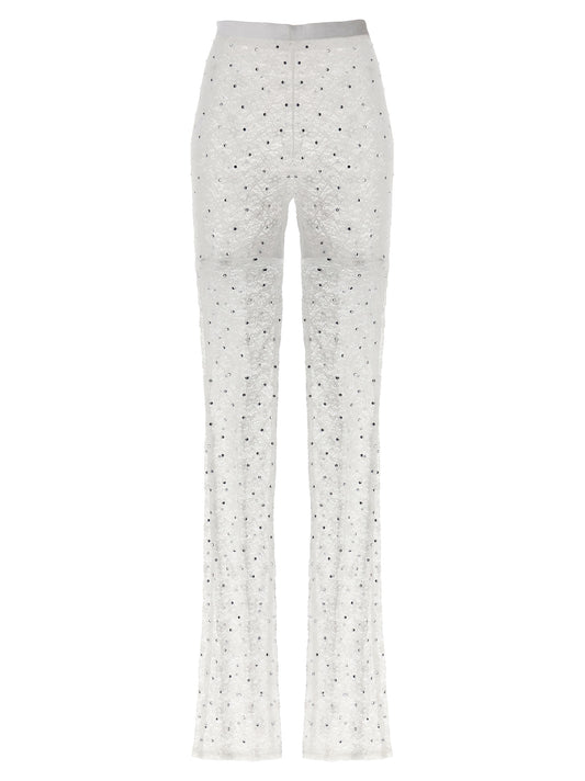 Activewear Leggings by Alessandra Rich for women in stretch polyamide & rhinestones white features an dynamic leggings with long and , showcasing functional .