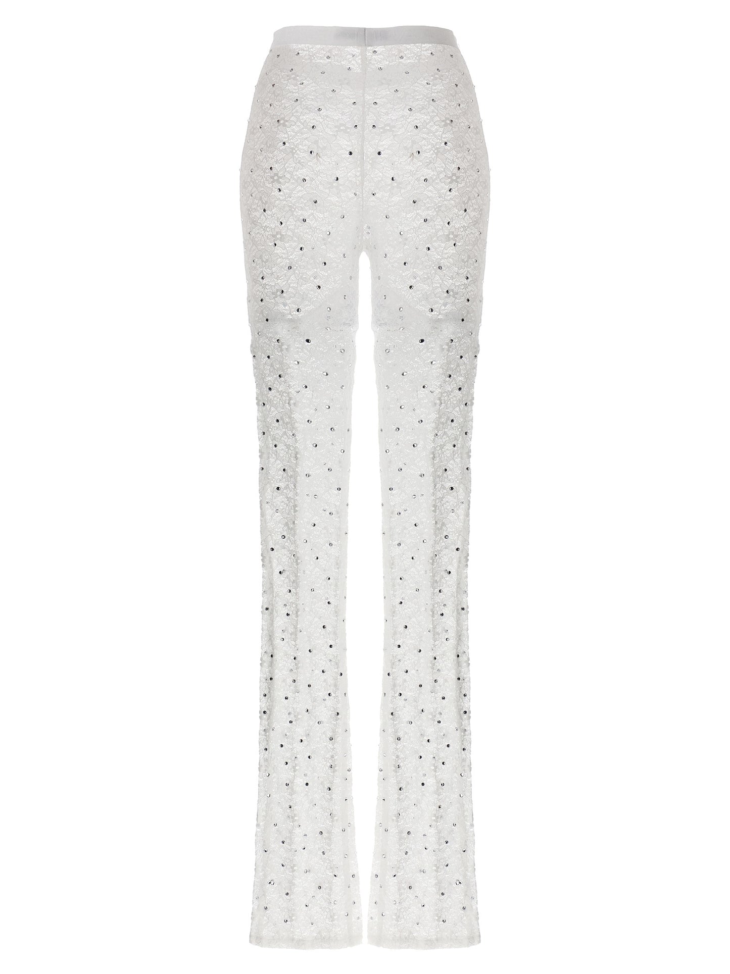 Activewear Leggings by Alessandra Rich for women in stretch polyamide & rhinestones white features an ergonomic leggings with , highlighting a ergonomic and long for a premium, high-performance look.
