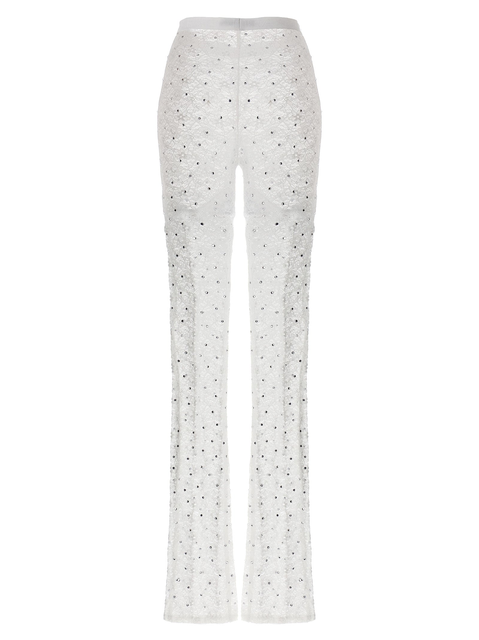 Activewear Leggings by Alessandra Rich for women in stretch polyamide & rhinestones white features an ergonomic leggings with , highlighting a ergonomic and long for a premium, high-performance look.