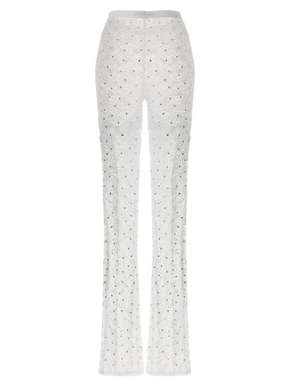 Activewear Leggings by Alessandra Rich for women in stretch polyamide & rhinestones white features an ergonomic leggings with , highlighting a ergonomic and long for a premium, high-performance look.