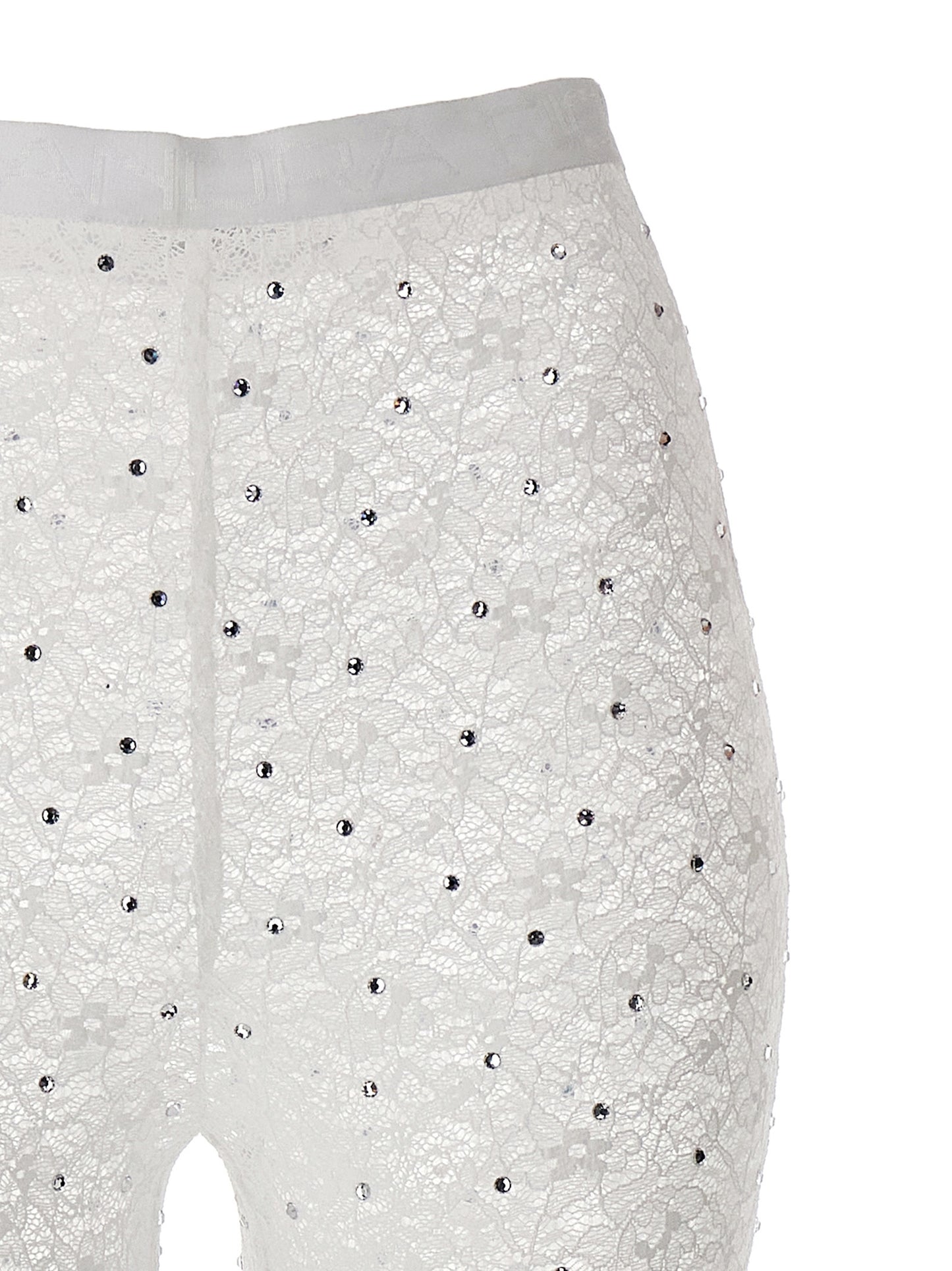 Activewear Leggings by Alessandra Rich for women in stretch polyamide & rhinestones white features an streamlined leggings and with a long cut, beautifully enhanced by performance-driven .