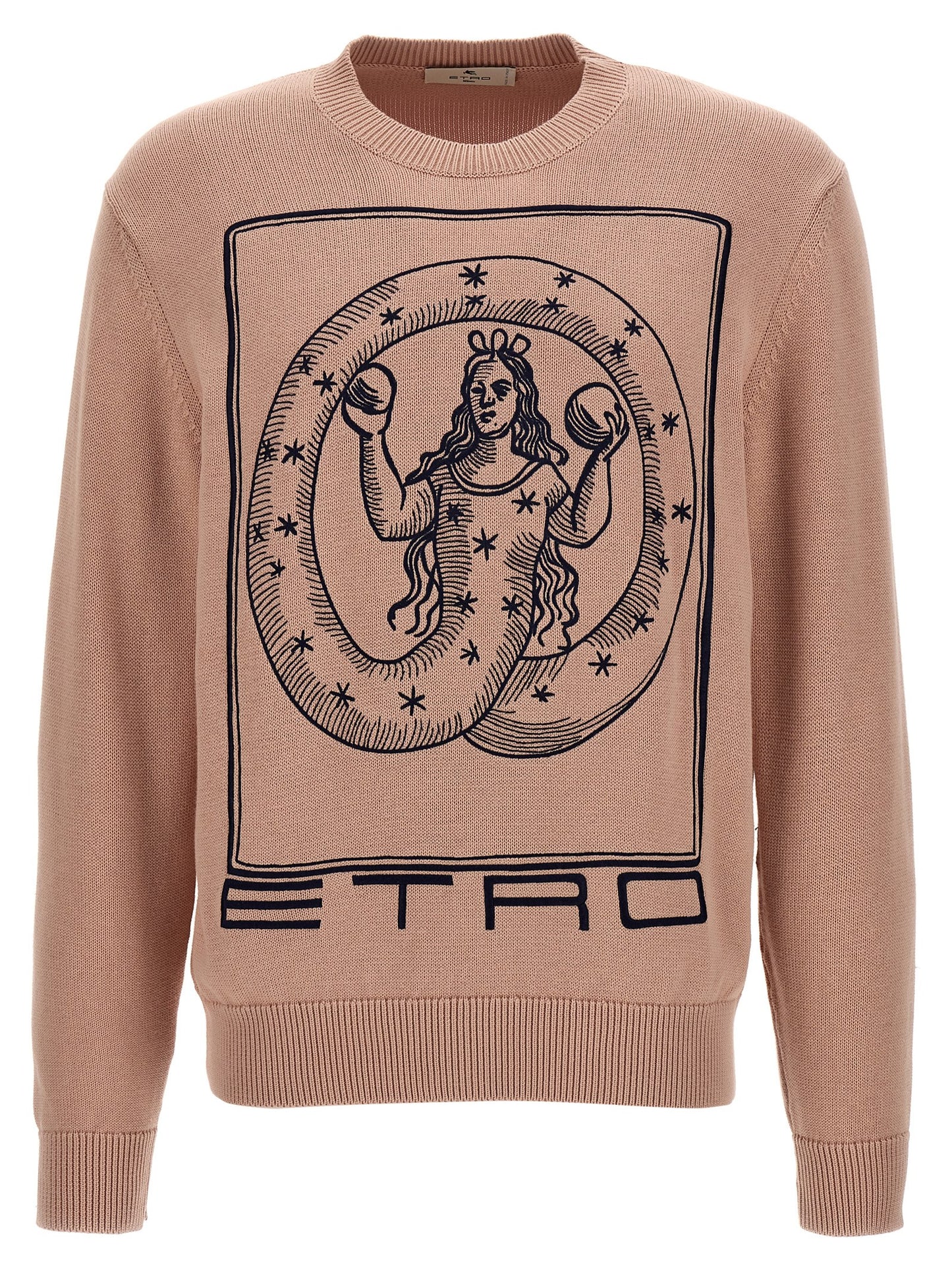 Cardigan by Etro for men in cotton multicolor, pink & signature presents a textural silhouette, artfully finished with a textural crew neckline and for a sophisticated, textural look.