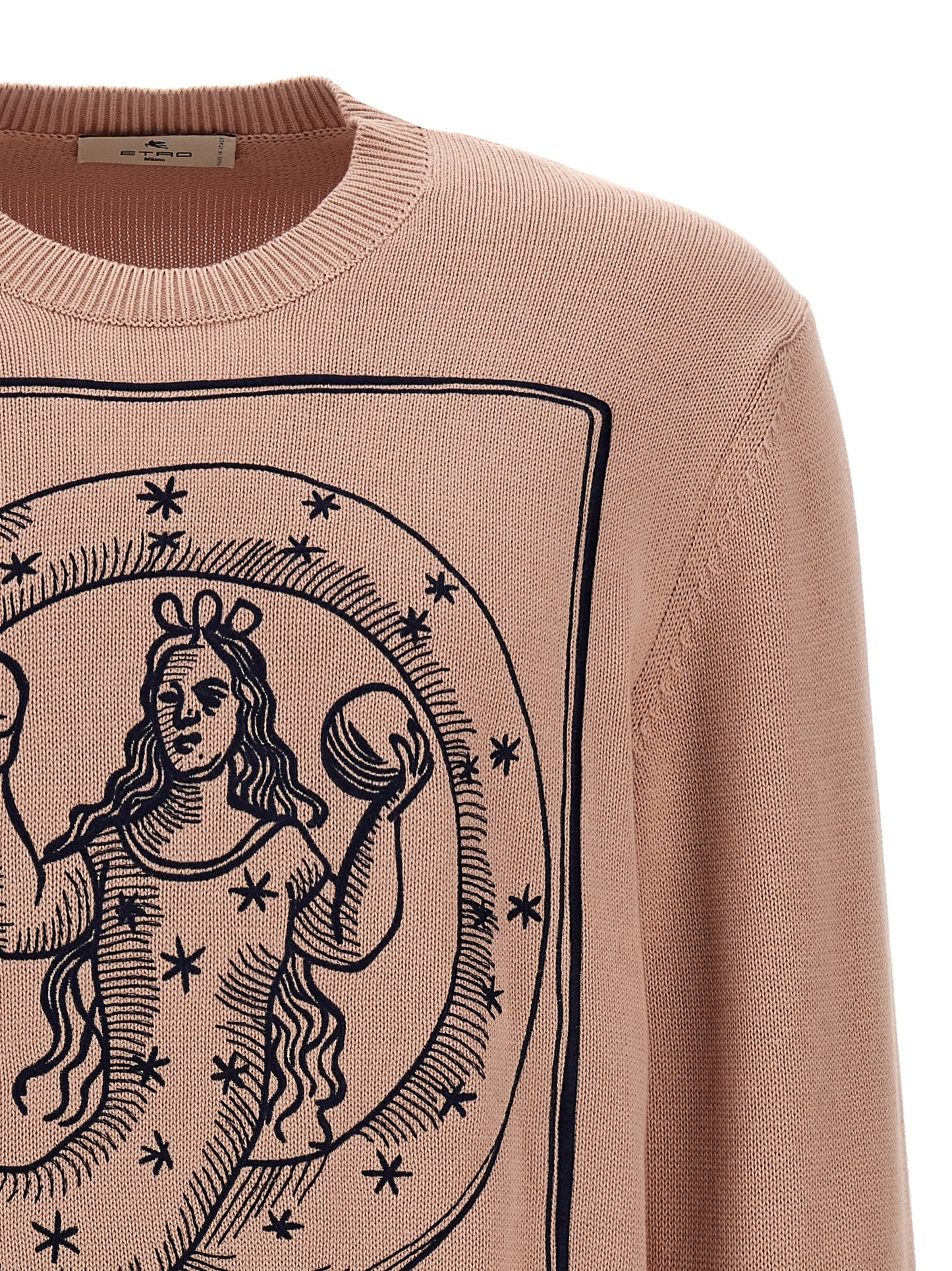 Cardigan by Etro for men in cotton multicolor, pink & signature features a dramatic silhouette, showcasing a sophisticated crew neckline and dramatic detail for a timeless, premium look.