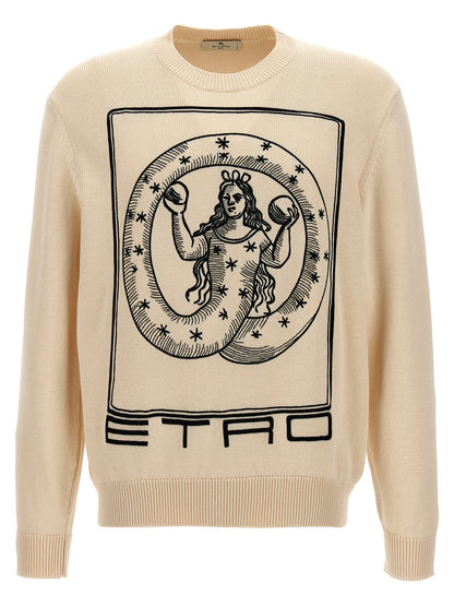 Cardigan by Etro for men in cotton beige features an impeccable silhouette, showcasing a sophisticated crew neckline and detail for a truly impeccable finish.