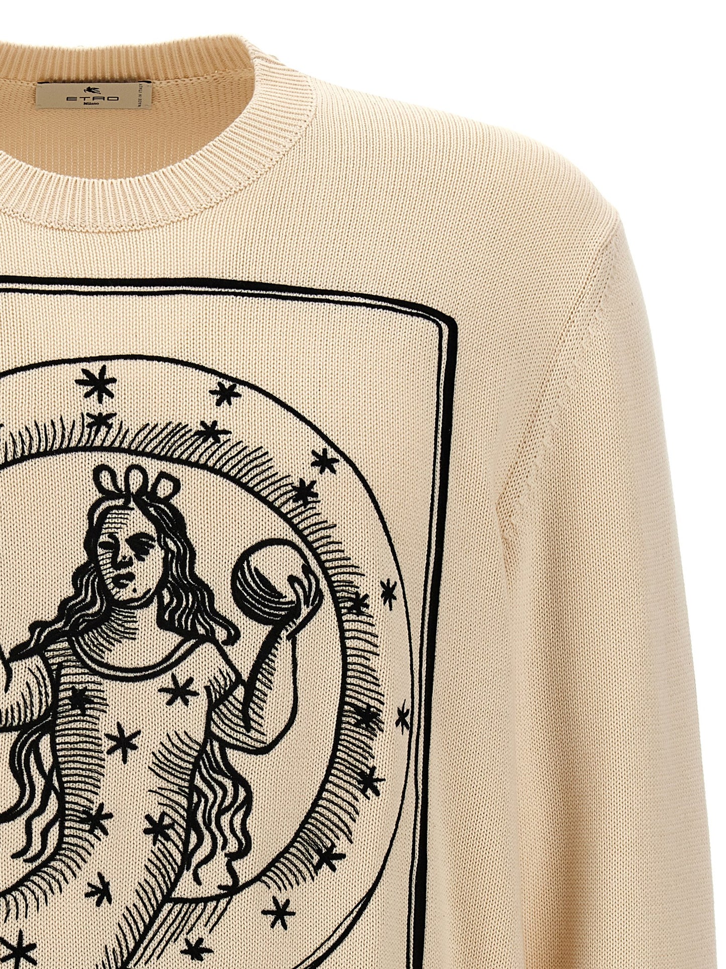 Cardigan by Etro for men in cotton beige features an crisp silhouette, showcasing a sophisticated crew neckline and detail for a truly crisp finish.
