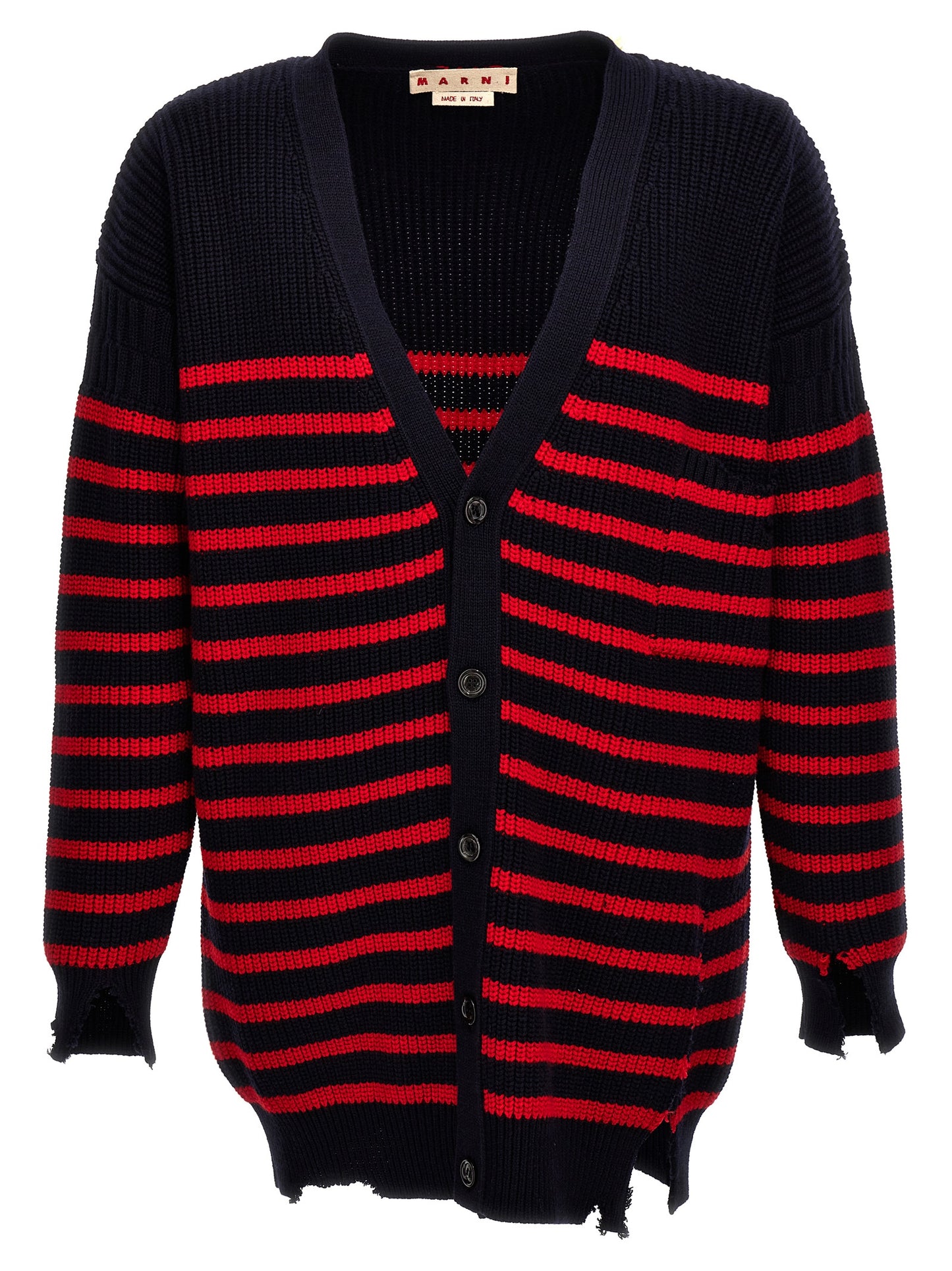 Cardigan by Marni for men in virgin wool multicolor & striped features a nuanced silhouette with a refined and nuanced detailing for a sophisticated look.