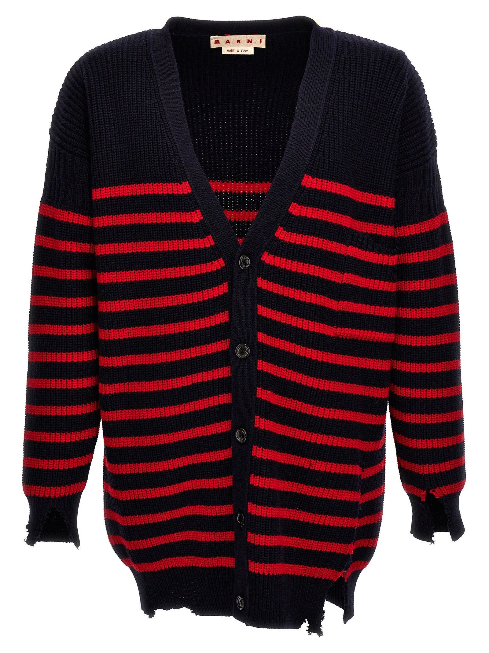 Cardigan by Marni for men in virgin wool multicolor & striped features a nuanced silhouette with a refined and nuanced detailing for a sophisticated look.
