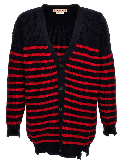 Cardigan by Marni for men in virgin wool multicolor & striped features a nuanced silhouette with a refined and nuanced detailing for a sophisticated look.