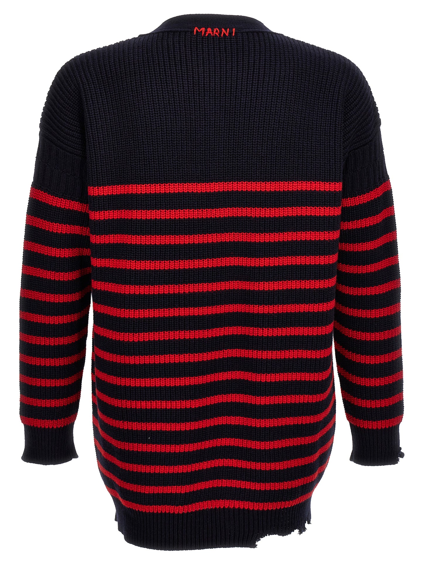 Cardigan by Marni for men in virgin wool multicolor & striped showcases a luxurious silhouette, meticulously detailed with a sophisticated and for a refined finish.