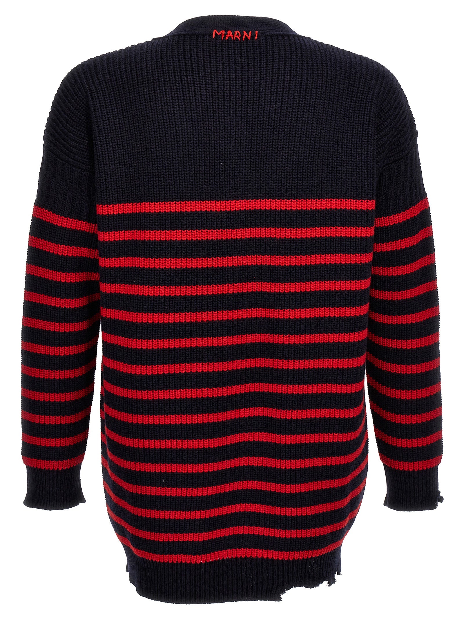 Cardigan by Marni for men in virgin wool multicolor & striped showcases a luxurious silhouette, meticulously detailed with a sophisticated and for a refined finish.